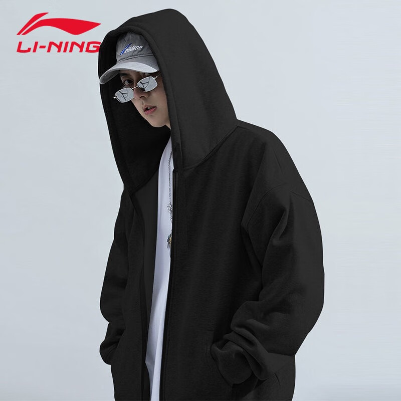 Li Ning coat men's and women's same type of sweater spring and autumn new style cardigan hooded large loose fashion men's jacket couple's casual sports jacket
