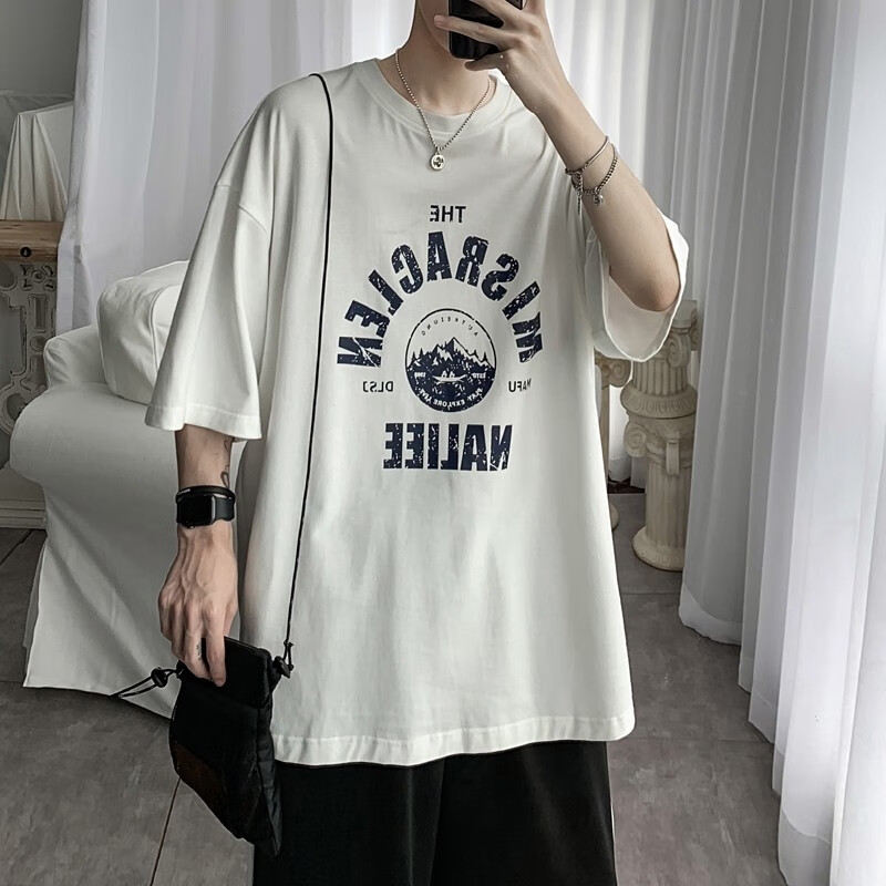 Muzi Shengchao men's short sleeved T-shirt tide brand trend loose ins port style summer versatile leisure Harajuku style boys' top Korean version