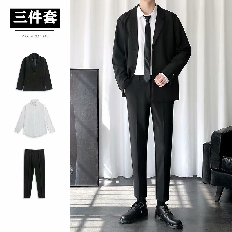 Casual suit for men in autumn a matching suit for ruffian and handsome college students JK small suit coat DK uniform for men's handsome formal class clothes