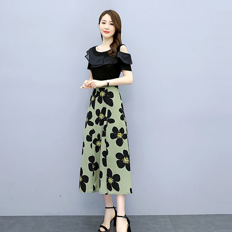 La Chapelle dress women's dress 2022 summer temperament elegant and chic design feeling slim print skirt women