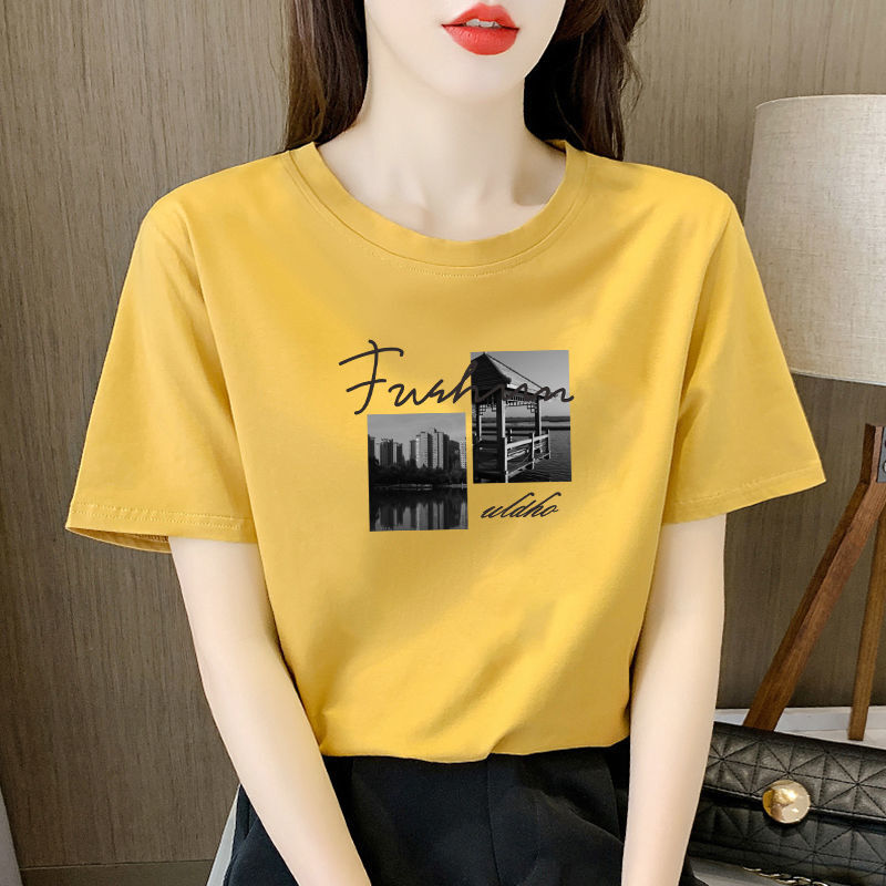 Liu Meimei short sleeved T-shirt women's 22 summer new loose bottomed T-shirt women's 5-sleeve summer clothes ins fashion design top half sleeved T-shirt brand fashion versatile T-shirt