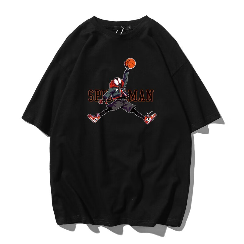 Raleigh Marvel co branded basketball T-shirt NASA astronaut cotton short sleeve 2021 new fashion brand loose and versatile spider man t-shirt men