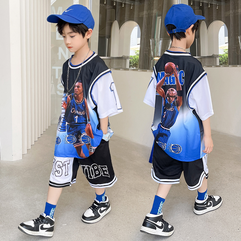 Support domestic Li Ning youth basketball sports suit, children's basketball suit, summer suit, boys' middle and old children's sports suit, quick drying Jersey, boys' mesh breathable sportswear