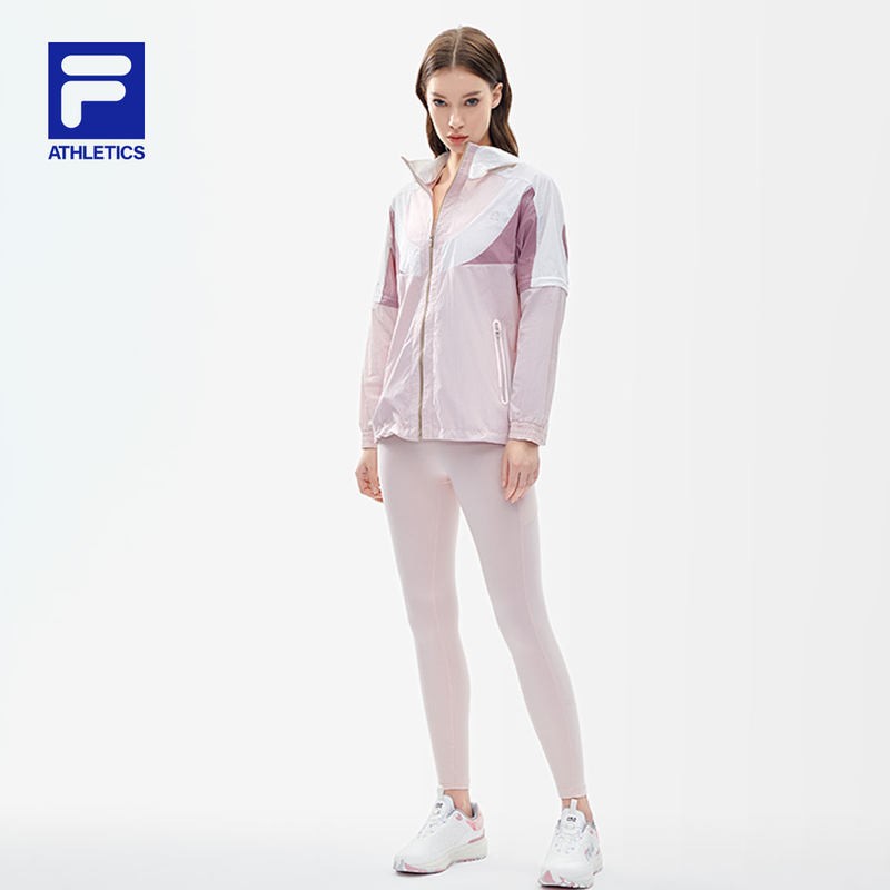 [the same style of Jiang Shuying] FILA athletics women's Woven coat spring and summer 2022 long sleeved loose hooded sports cardigan women's coat