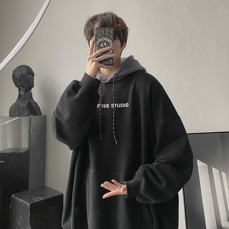 Rxxbfb sweater men's loose port style spring and autumn new Hooded Jacket Korean fashion ins contrast color band Hoodie versatile boys' Autumn hip hop fashion brand top
