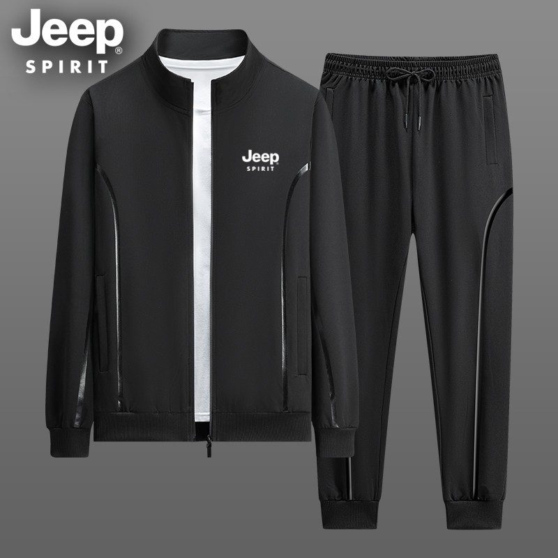 Jeep sports suit men's autumn and winter long sleeved long pants short sleeved fitness suit basketball suit sportswear fast drying breathable running suit Plush thickening Jeep sports suit men's autumn and winter long sleeved long pants short sleeved fitness suit basketball suit sportswear fast drying breathable running suit Plush thickening