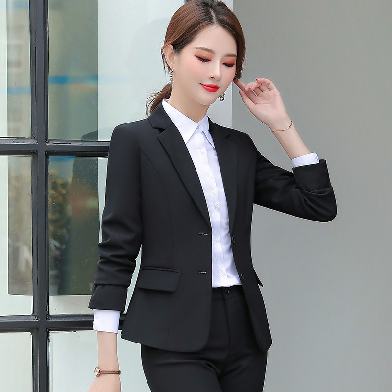 Xi manjiao professional dress women's suit formal dress 2021 autumn and winter dress small suit coat women's long sleeved work clothes women's college student interview suit women's hotel sales Real Estate Bank tooling