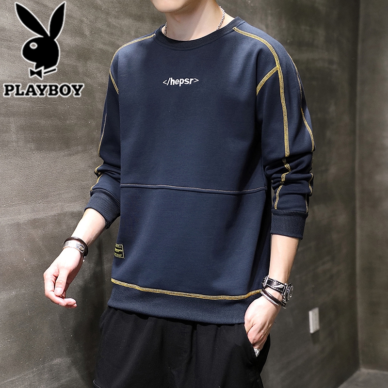 Playboy sweater men's autumn and winter thickened long sleeved upper garment autumn fashion men's joint name loose large casual coat top Korean T-shirt versatile bottomed men's and women's couple clothes