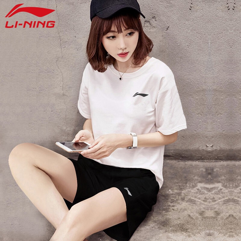 [suit] Li Ning sports suit women's T-shirt shorts women's clothes spring and summer leisure sports clothes outdoor fast drying running fitness clothes basketball yoga training clothes