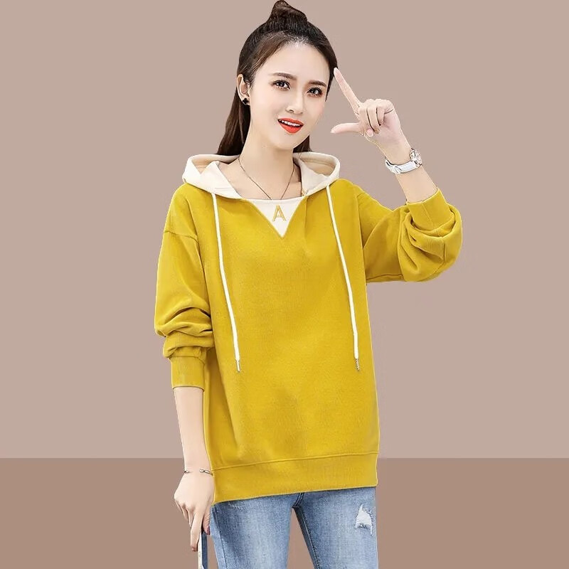 Flash honey pure cotton women's sweater 2022 new spring and autumn Korean version loose and thin warm Hooded Sweater autumn women's casual clothes women's ins lazy style