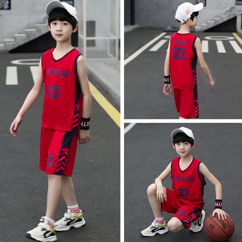 Xi Yang children's basketball suit sleeveless vest suit summer boys and girls primary school students competition training suit basketball suit performance suit