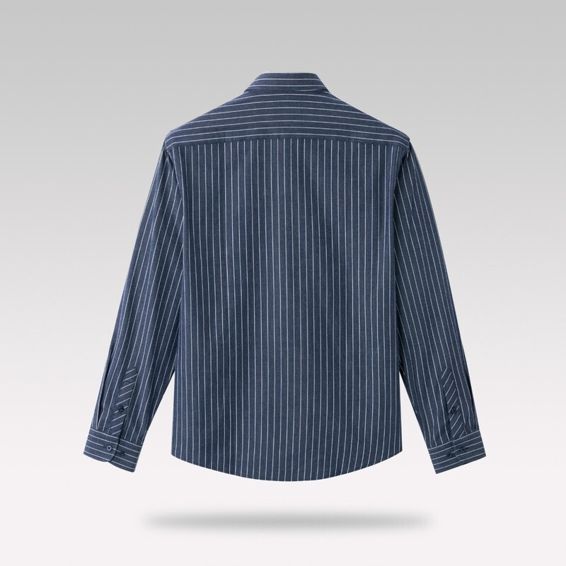HLA Hailan home long sleeve casual shirt men's autumn vertical stripe fresh and comfortable top hnead3d082a denim blue stripe (82) 175 / 92a (40)