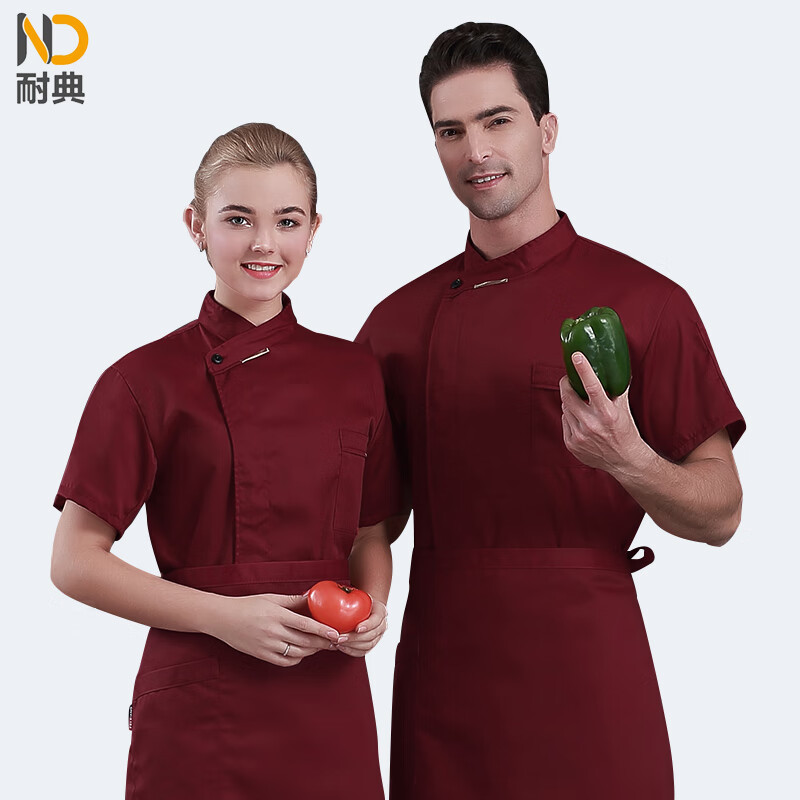 Naidian summer chef's short sleeved top men's and women's same style hotel restaurant back kitchen work clothes custom nd-qjd one-sided pocket