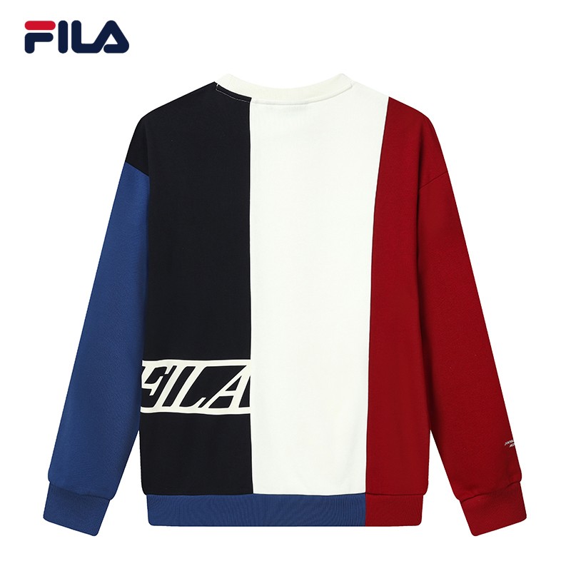 FILA Philharmonic official men's Pullover Sweater autumn men's sportswear casual contrast color pure cotton crew neck pullover with top inside