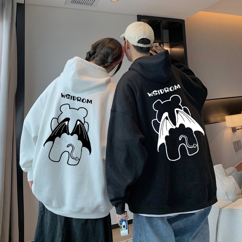 Sita roora couple's sweater autumn men's and women's fashion brand ruffian Shuai fried street design feeling loose large fat little angel wing college coat