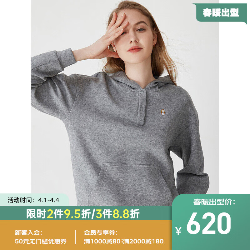 Hush puffies women's clothes 2021 autumn new solid color casual embroidery loose hooded sweater | hc-21791d