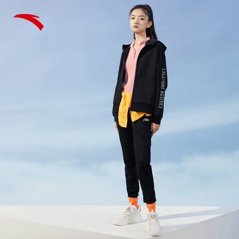 Anta Plush sportswear women's 2022 season new warm coat trousers running clothes fitness clothes training official flagship online store