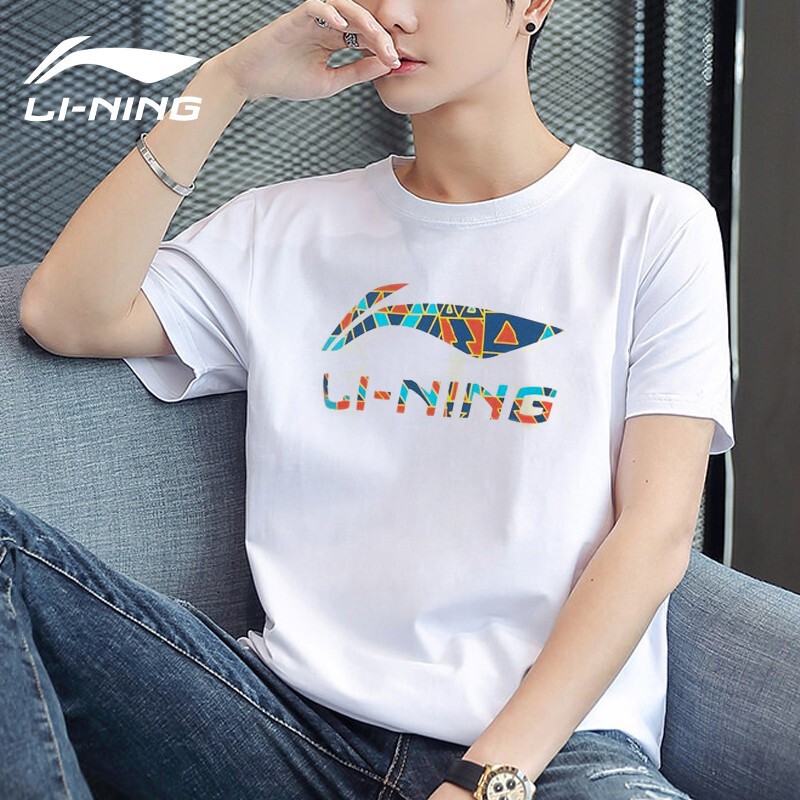 Li-Ning short sleeve T-shirt summer new leisure series men's round neck quick drying breathable top running fitness short sleeve sportswear