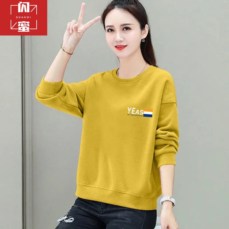 Flash honey pure cotton sweater women's Pullover round neck 2022 spring and Autumn New Women's clothing Korean version loose and thin versatile ins coat fashionable sweater women