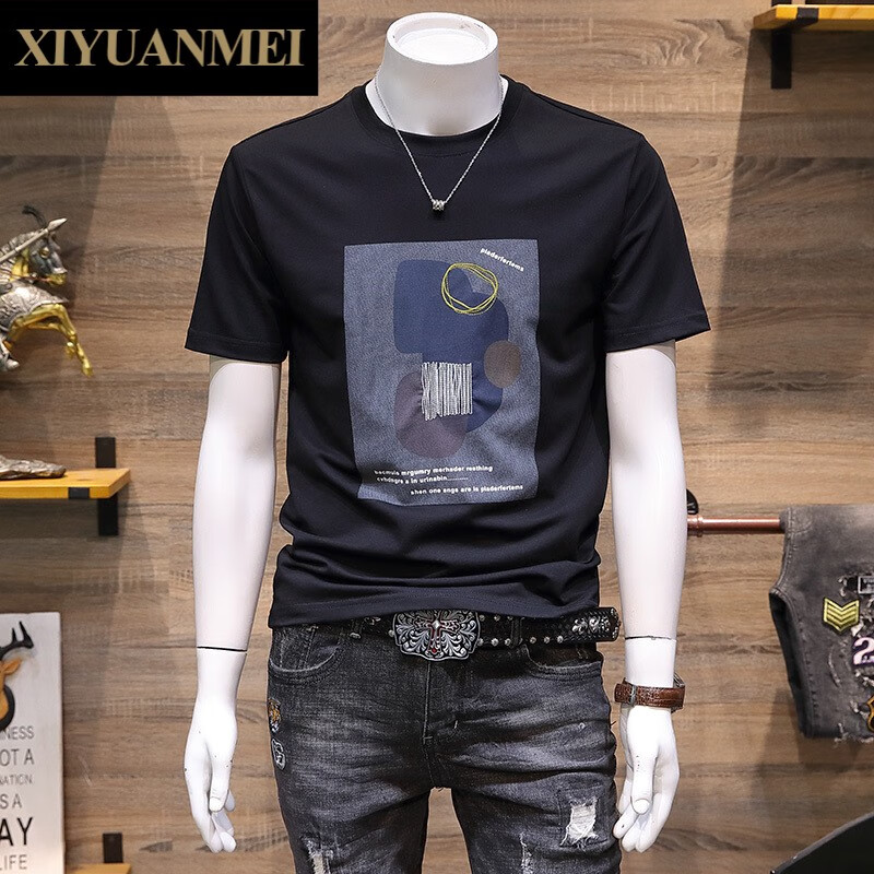 Xiyuanmei men's printed short sleeve summer new Korean version simple youth slim fit handsome round neck half sleeve t-shirt men's fashion fd-7310s