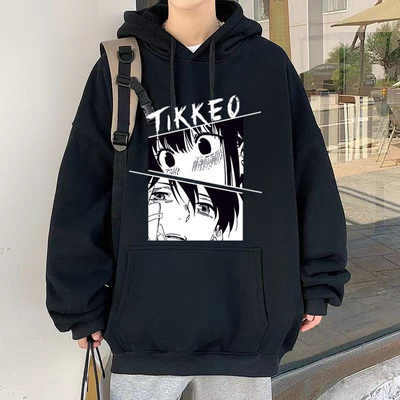 All practice autumn and winter Plush thickened animation printing men's Hooded Sweater male student Korean version fashion Hong Kong style leisure coat country`