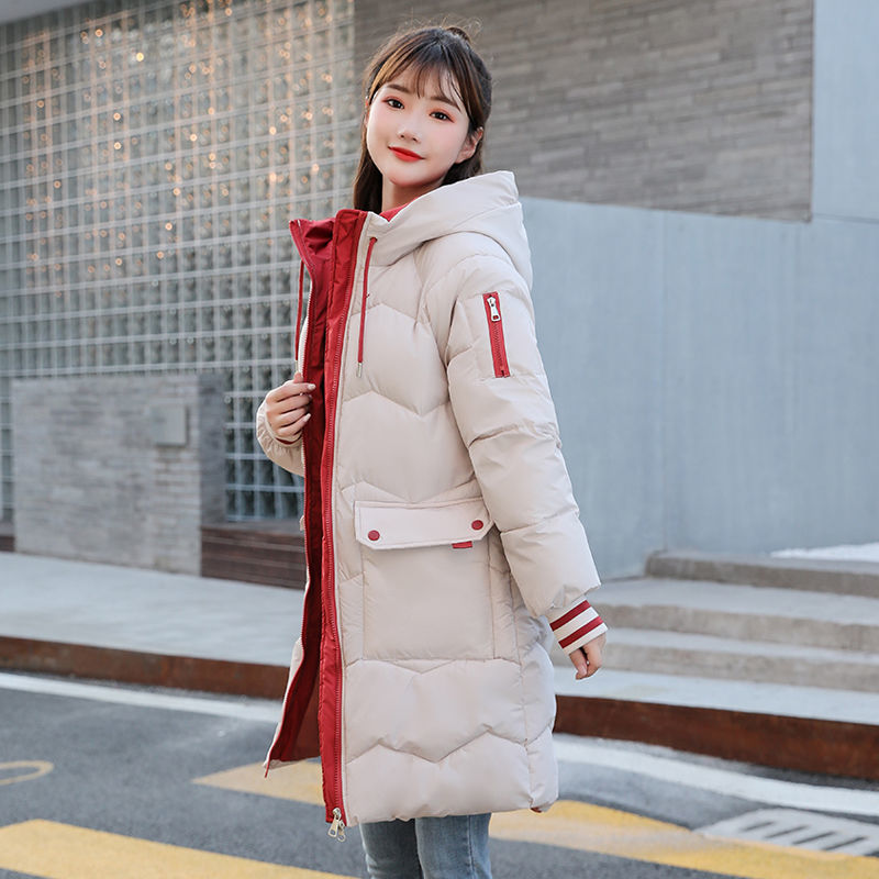 13 junior high school 14 teenagers 15 girls 1 senior high school students medium long hooded cotton padded clothes women's cotton padded clothes