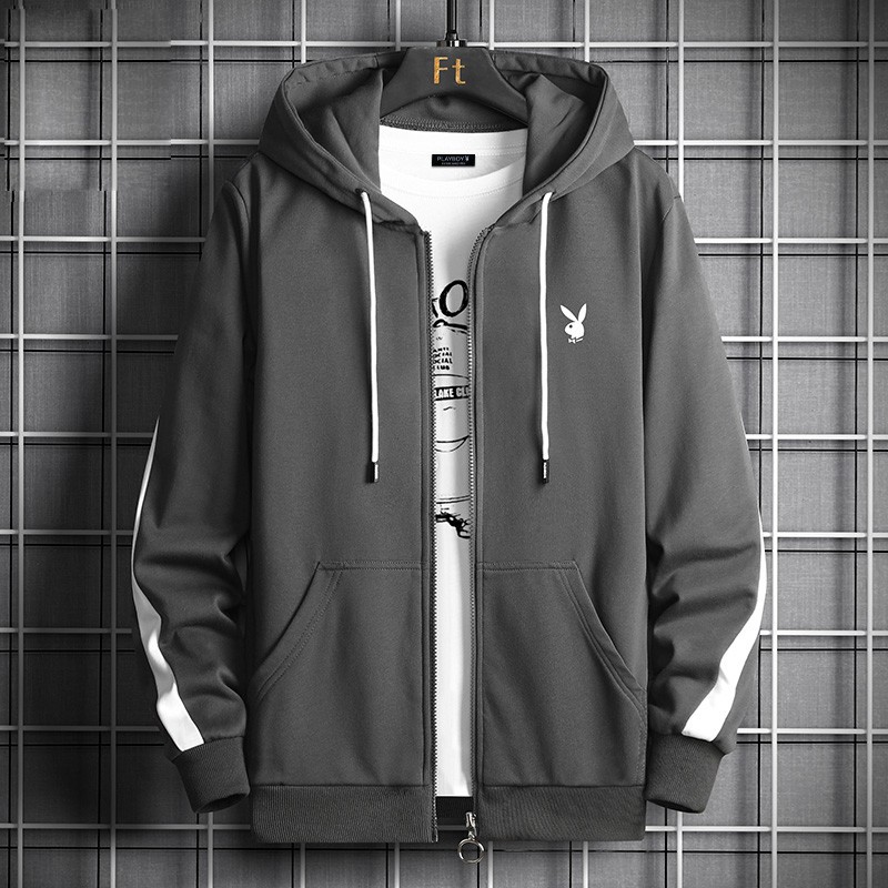 Playboy cardigan sweater men's spring and autumn Hooded Jacket Korean loose fashion casual autumn jacket