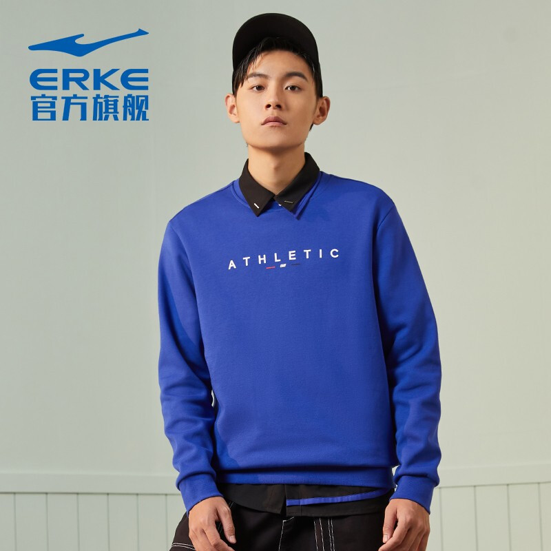 Hongxing Erke sweater sports leisure thin long sleeve round neck top men's 51221389053 space blue 2XL