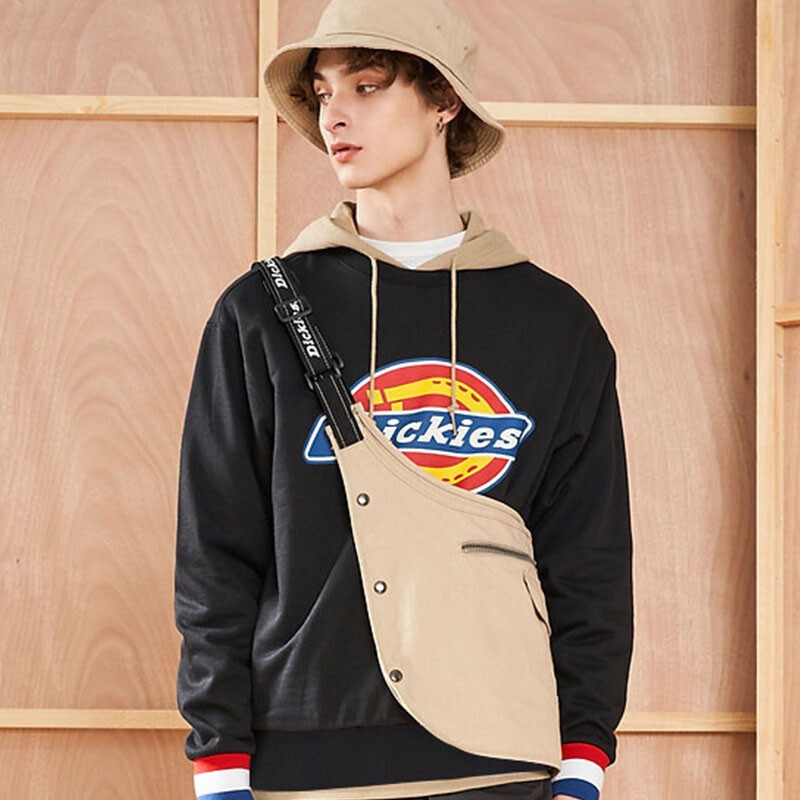 Dickies sweater fleece logo print casual round neck sweater couple sweater rib cuff contrast sweater dk009587