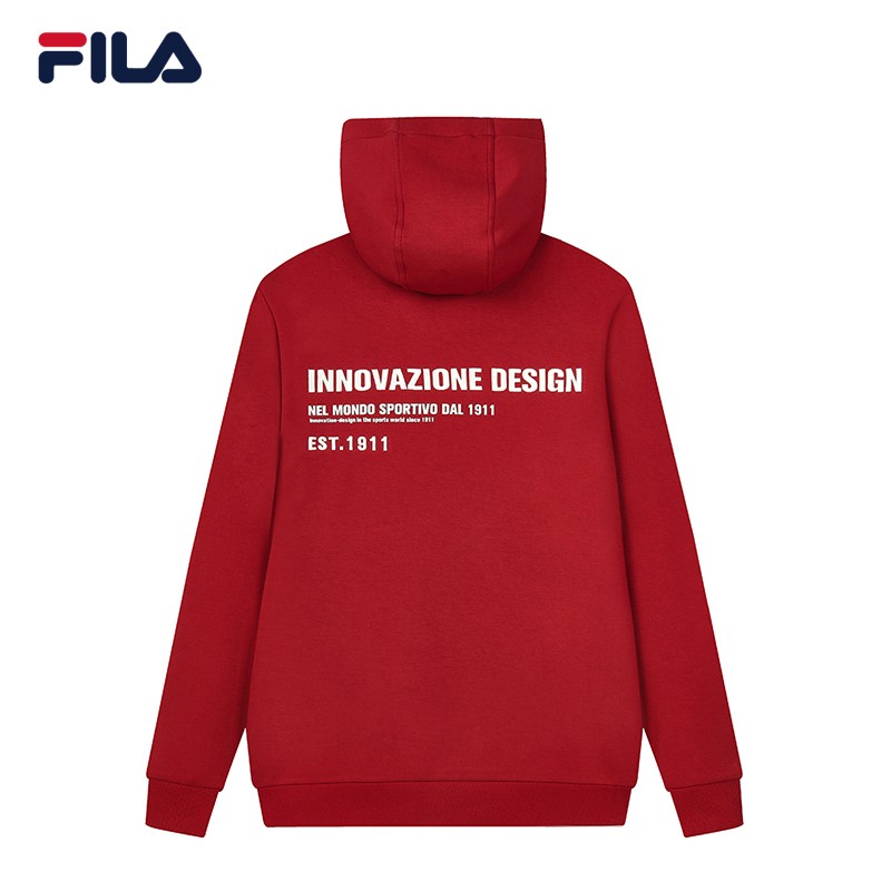 FILA FILA official men's Hooded Sweater autumn and winter sports fashion knitted hooded top loose printed men's elastic clothes