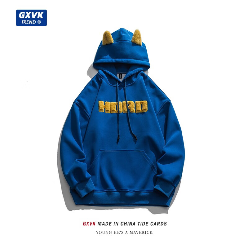 Gxvk original fashion brand ear Hoodie men's 2022 spring new national fashion Klein Blue Letter embroidered couple hoodie coat