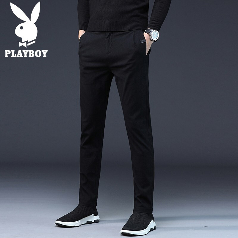 Playboy casual pants men's business 2022 spring and summer new national fashion pants men's fashion youth elastic slim Leggings men's wear
