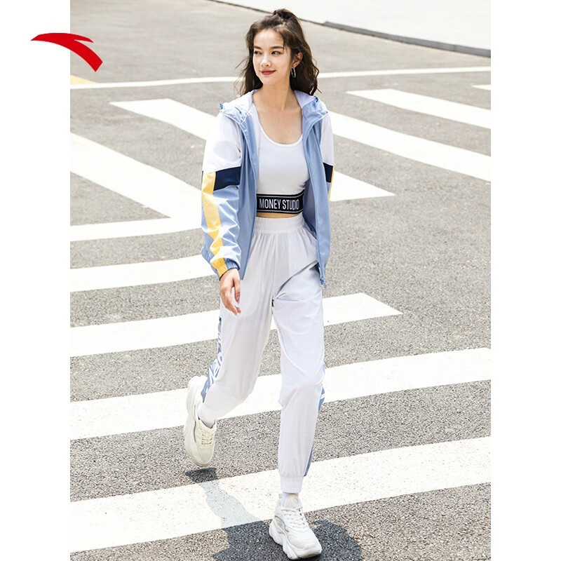 Anta sports suit women's 2022 spring new two-piece running suit fitness leisure morning running jacket slim Anta sports suit women's 2022 spring new two-piece running suit fitness leisure morning running jacket slim