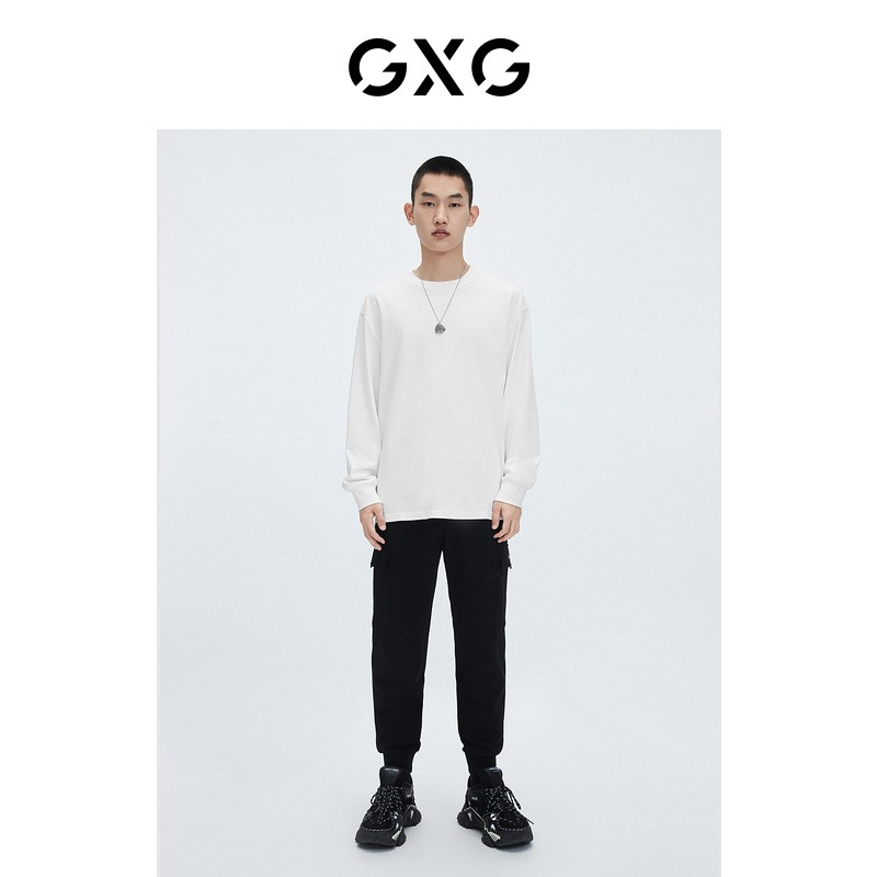 GXG men's wear [life series] 21 autumn new simple casual round neck solid color heavy long sleeve T-shirt