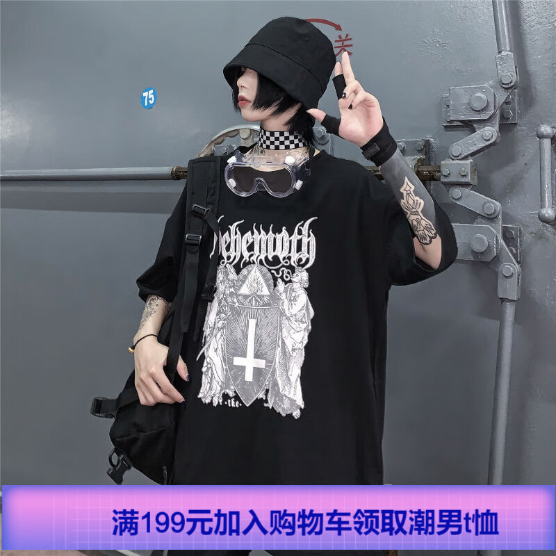 JIAYE 2020 South Korea retro ins dark cross letter printed short sleeved t-shirt men's and women's fashion clothes and clothes trend