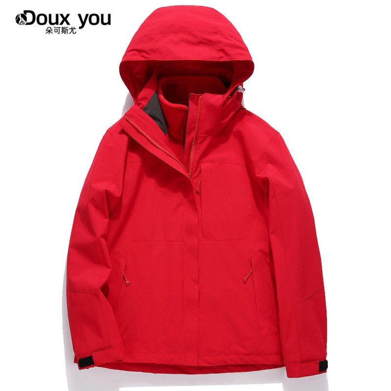 Duox you spring and autumn outdoor travel stormsuit three in one detachable fleece liner couple leisure coat windproof and warm Tibetan Tourism mountaineering suit