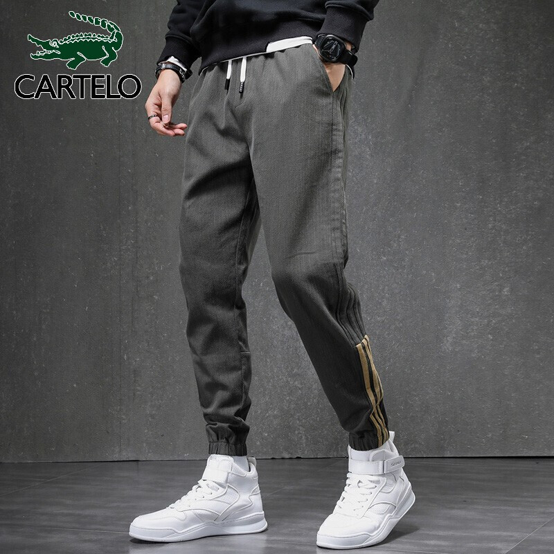Cartelo casual pants men's loose 2021 winter Korean Leggings men's trend striped overalls men's pants versatile Leggings