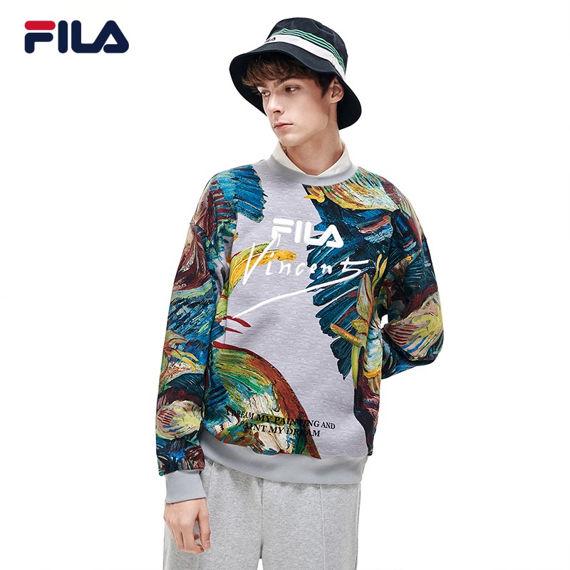 [Zhang Yixing's same style] Filax Van Gogh Museum Philharmonic official couple round neck sweater men's long sleeved Pullover oil painting printed women's top