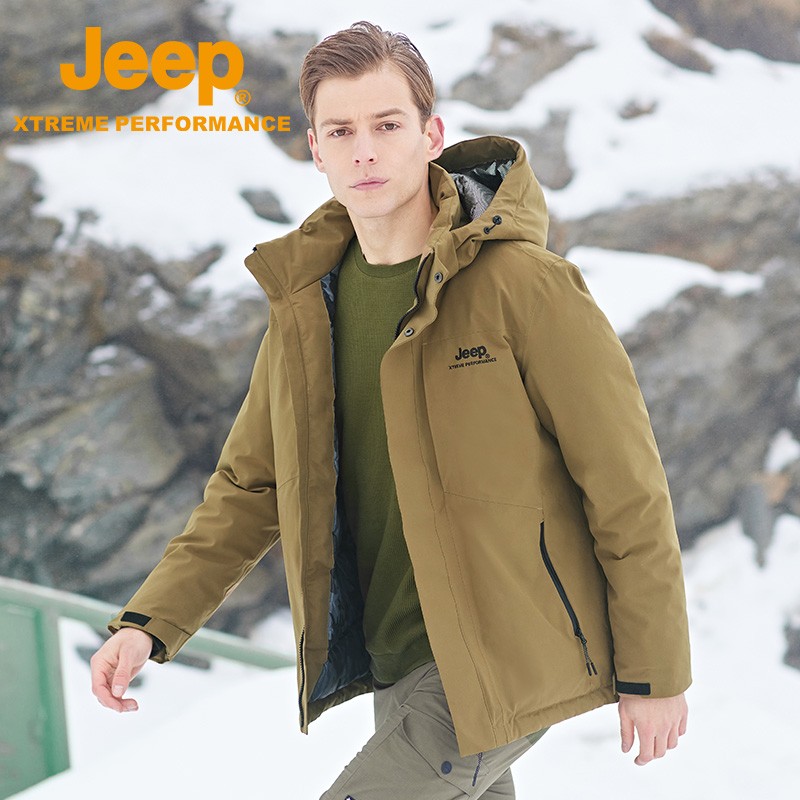 Jeep down jacket men's 2021 autumn winter new outdoor wind proof and warm down jacket men's jacket waterproof hiking suit large men's fashion