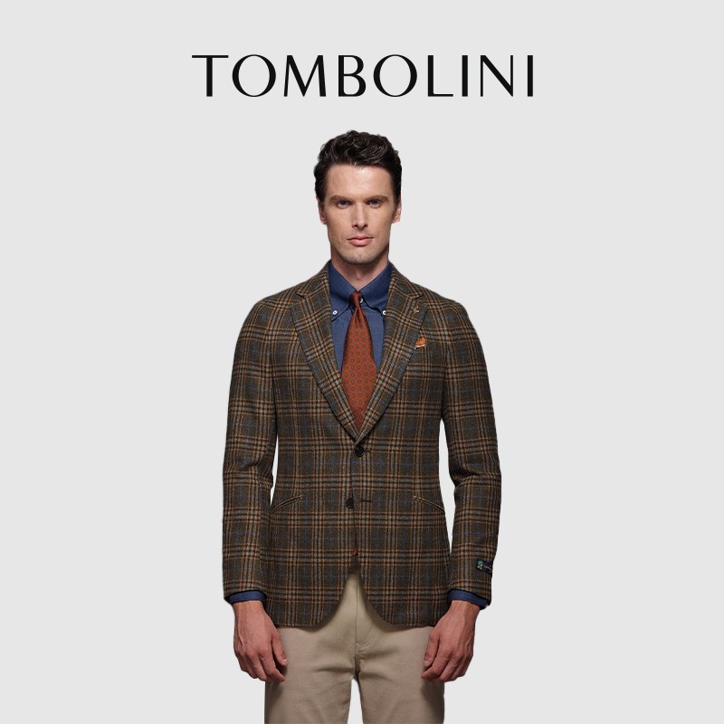 Tombolini2021 autumn and winter suit coat men's Vintage Plaid suit youth casual suit coat men