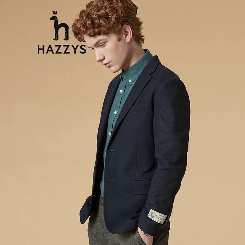 [same model in shopping mall] hajis hazzys spring and autumn men's business single Western coat plain wool suit men's asuzj01cj06