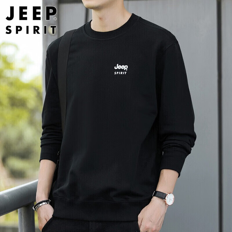 Jeep men's fashion brand 2021 autumn Korean top men's sweater round neck loose casual bottoming shirt solid color long sleeve t-shirt men's wear