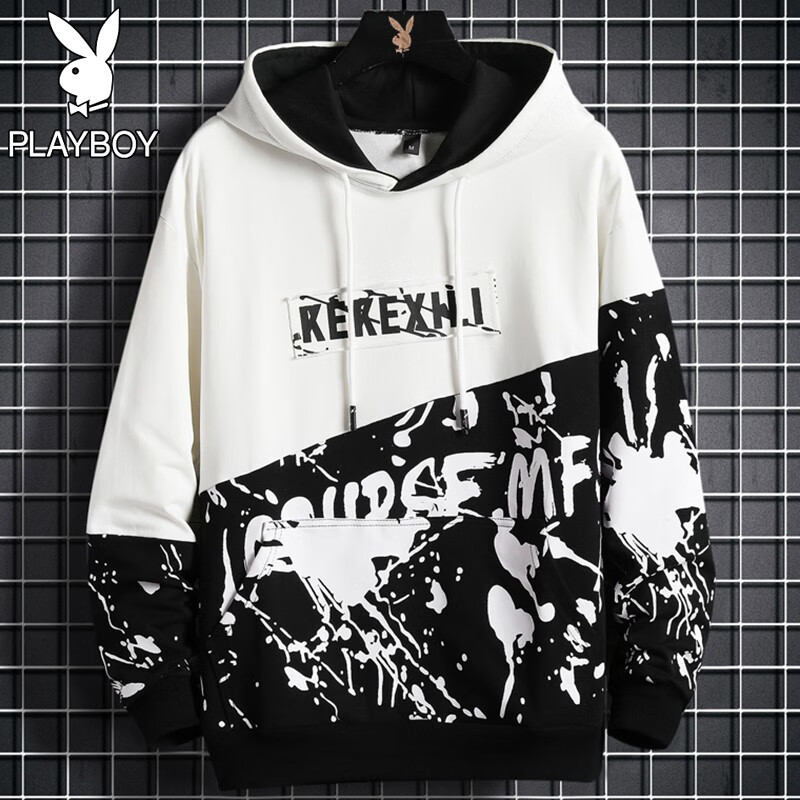 Playboy sweater men 2022 new spring and autumn men's long sleeved T-shirt fashion letter printing Korean fashion T-shirt sports hooded sweater suit men's wear
