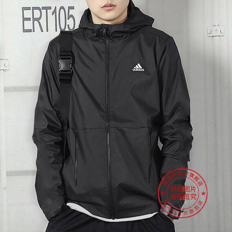 Adidas Adidas official website men's jacket 2022 summer new sportswear running fitness training top woven hooded casual breathable trend coat
