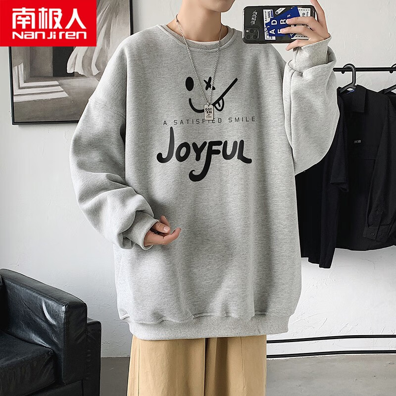 Antarctica sweater men's round neck 2022 spring new Hong Kong style trend youth Pullover loose Print Long Sleeve backing students casual and versatile wear men's clothes outside