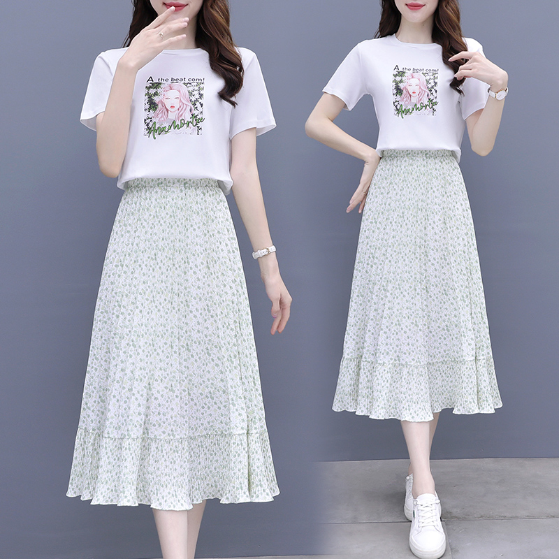 Chunyou floral skirt suit women's 2022 new summer dress small dress fashion temperament dress two 6234#