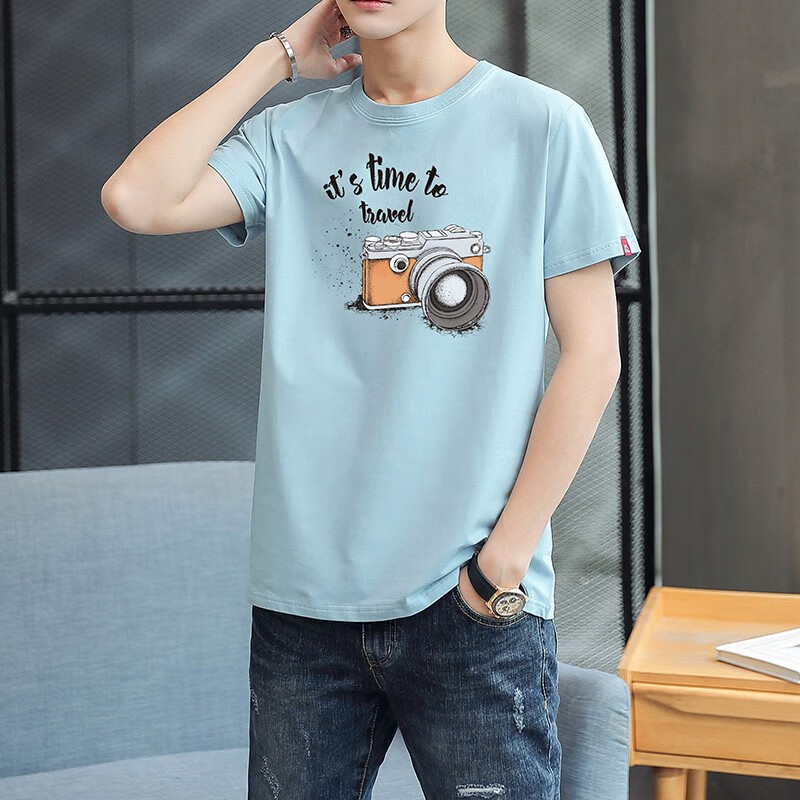 [2pk] Antarctica short sleeved t-shirt men's new summer men's T-shirt printed half sleeved round neck summer fashion couple's casual and versatile sportswear men's top