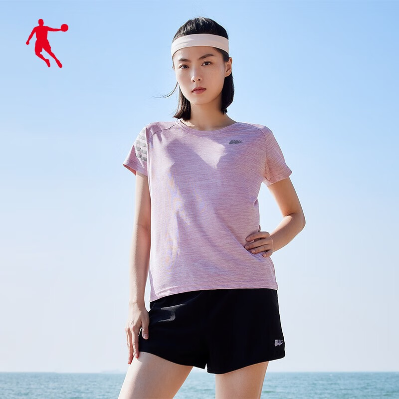 Jordan official flagship sports short sleeve T-shirt 2022 summer new women's running fitness sports round neck solid color ice silk T-shirt breathable half sleeve quick drying clothes fitness clothes women's top