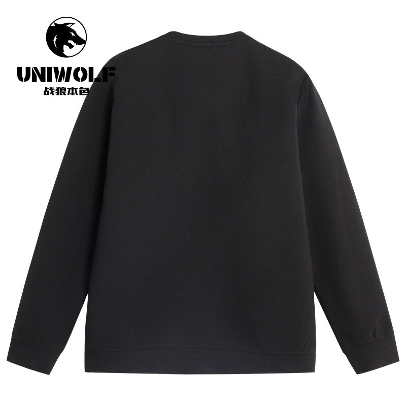 Warwolf natural color sweater men's spring and autumn loose round neck young student couple spring jacket loose tide Brand Black XL