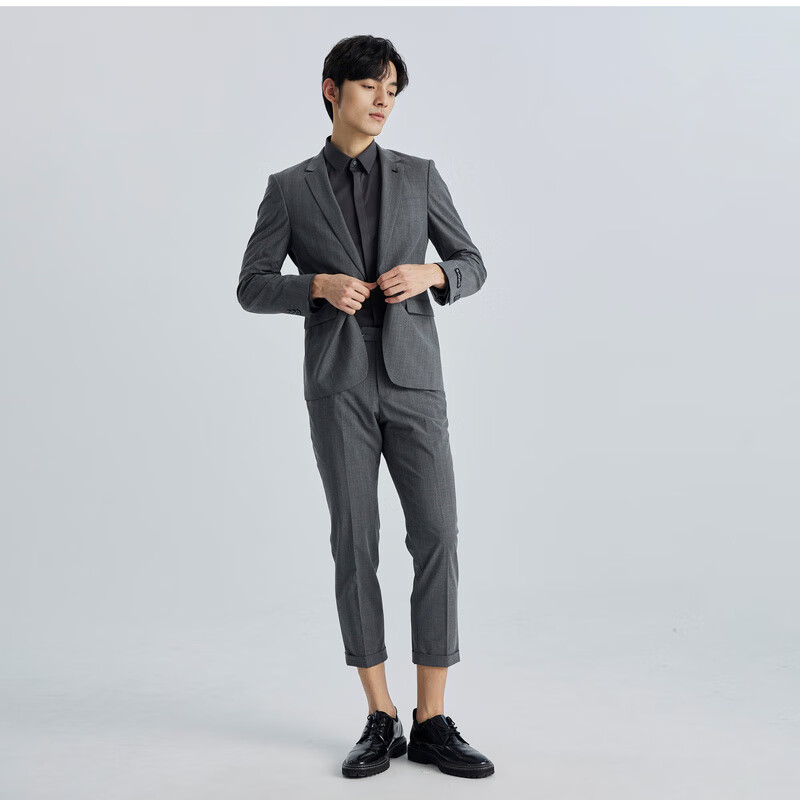 [same model in shopping mall] LiLang light fashion men's clothing lilanz2022 spring new suit suit set men's ashtray stripe business suit two piece set q2cxf07